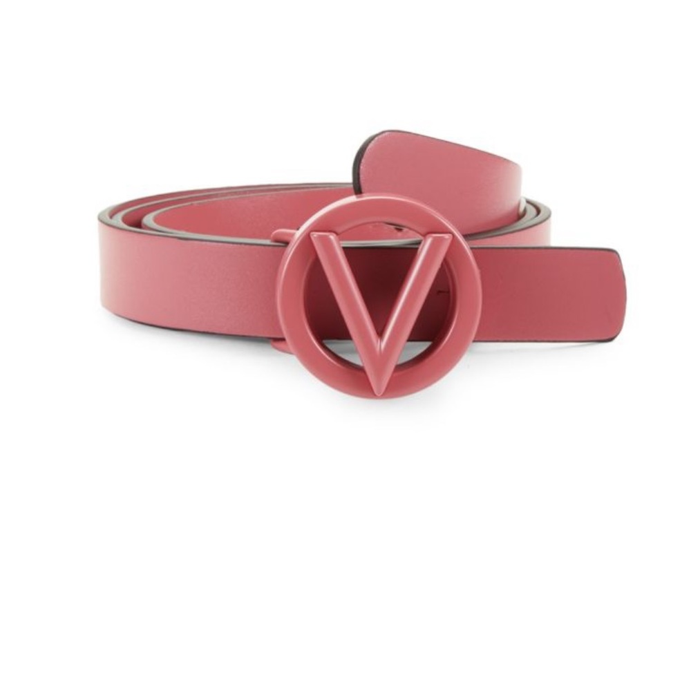 Mario Valentino Logo Slim Leather Belt